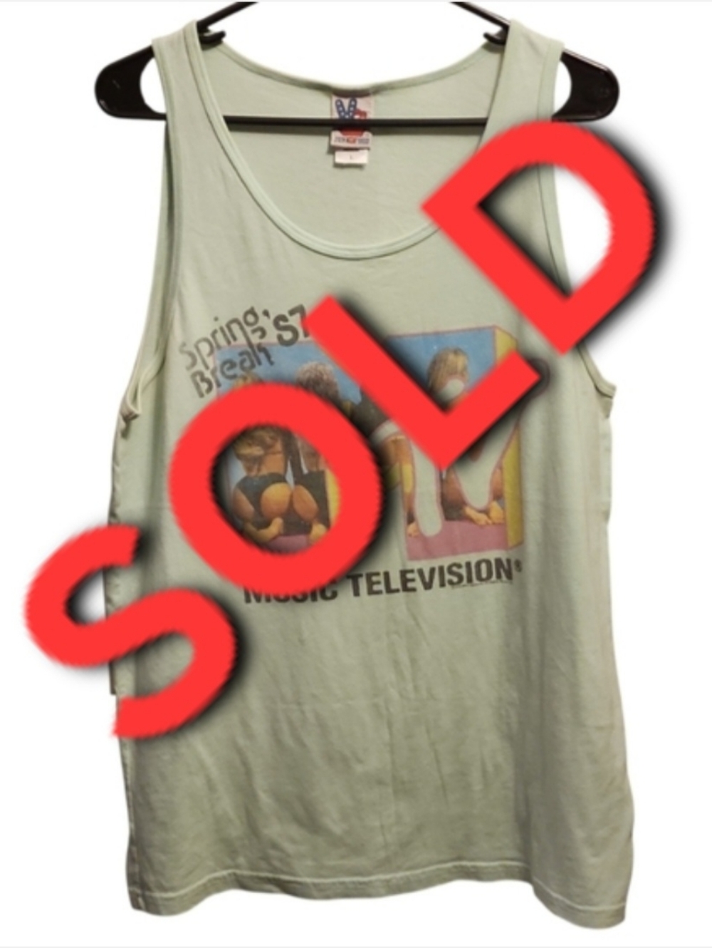 SOLD Junk Food Shirt Unisex Large MTV Spring Break 87 Graphic Top Green Retro